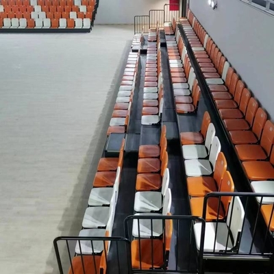 White Color Floor Mounted Arm Chair Retractable Bleacher Seating System For Stadium Gym And Auditorium