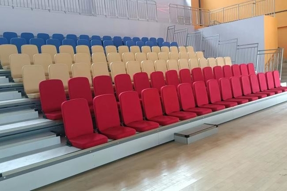 Telescopic Tiered Bleacher with Aisle and Handrail Plywood or PVC Flooring Option